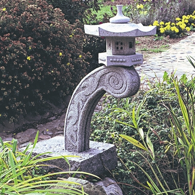 Rankei lanterne Højde 116 cm, lysegrå granit 